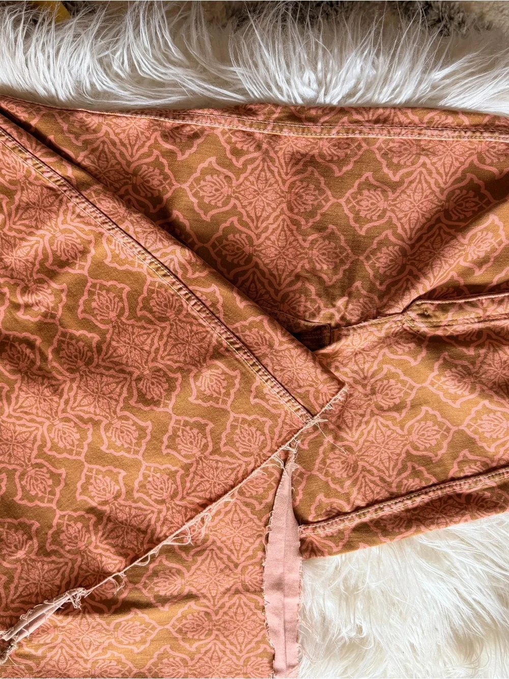 Free People Burnt Orange Patterned Flare Jeans